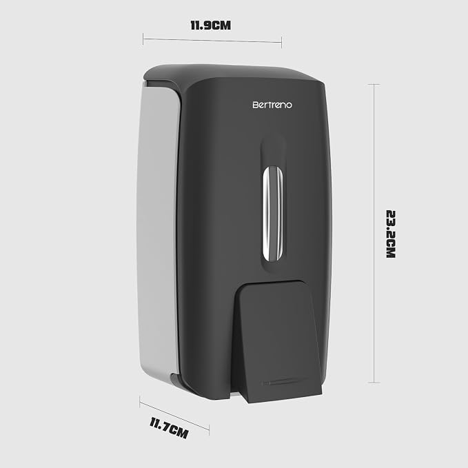 Commercial Soap Dispenser Wall Mount Manual Pump Hand Soap Dispenser 800ml Gel Liquid Hand Sanitizer Dispenser Self Adhesive for Home Bathroom (Black)