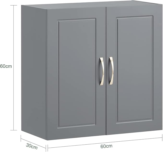 SoBuy Wall Cabinet Laundry Room, Medicine Cabinet for Bathroom Kitchen Garage,Floating Cabinet Hanging Storage with Adjustable Shelf, Grey FRG231-DG | Floating Wall Storage Cabinet With Adjustable Shelf, All-Match Bathroom Cabinet For Various Home Stor...