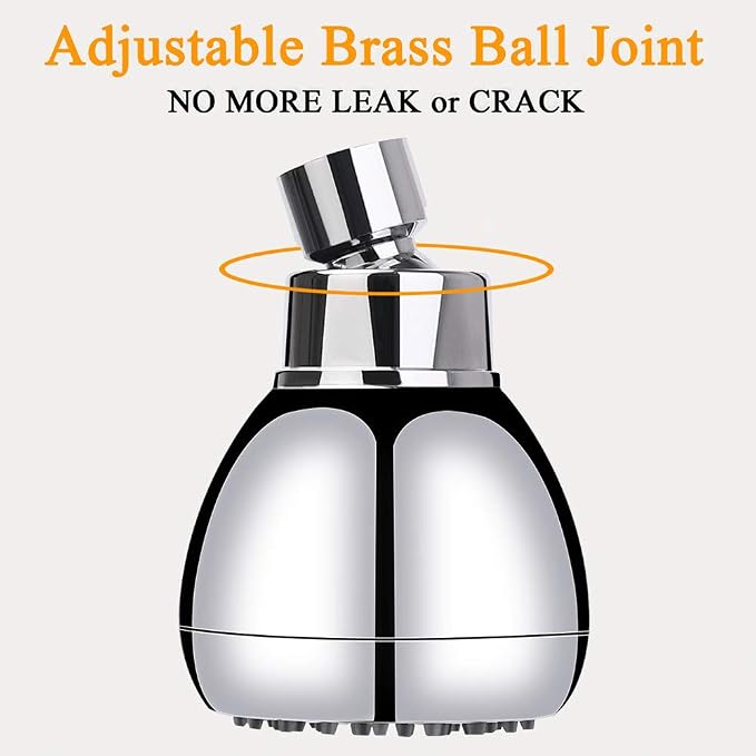 Aisoso High Pressure Shower Head 3 Inches Anti-clog Anti-leak Fixed Showerhead Chrome with Adjustable Swivel Brass Ball Joint for Relaxing and Comfortable Shower Experience