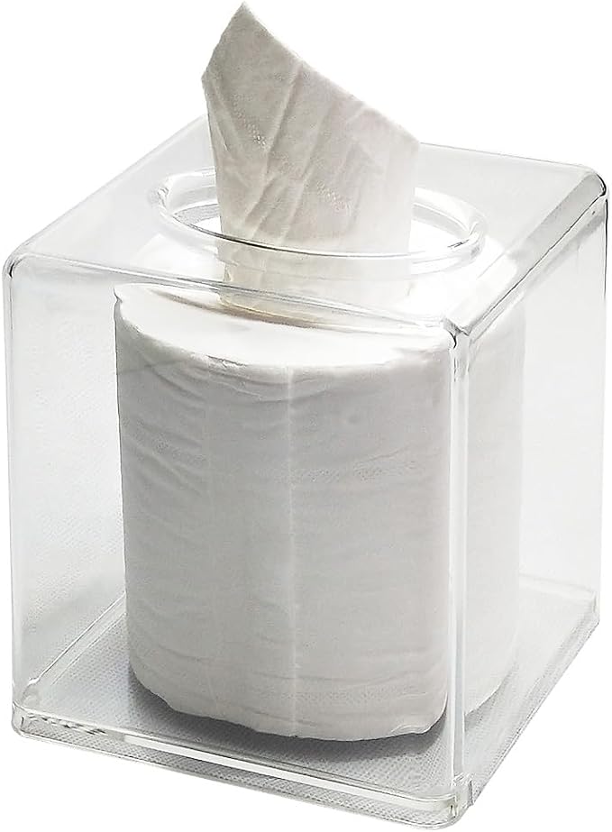 Square Clear Acrylic Tissue Box Covers, Big Bathroom Facial Napkin Box Holders, Table Clear Dryer Sheet Dispenser for Bathroom, Kitchen and Cars