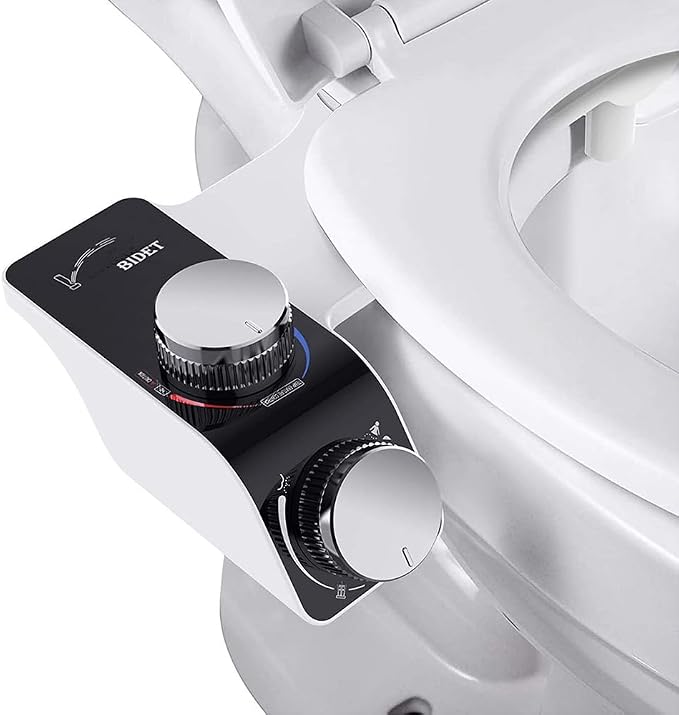 Self Cleaning Retractable Non Electric Dual Hidden Nozzle Bidet Attachment for Toilet Seat with Warm Water Jet Spray for Toilet Bathroom Bidet Toilet Sprayer Adjustable Water Pressure