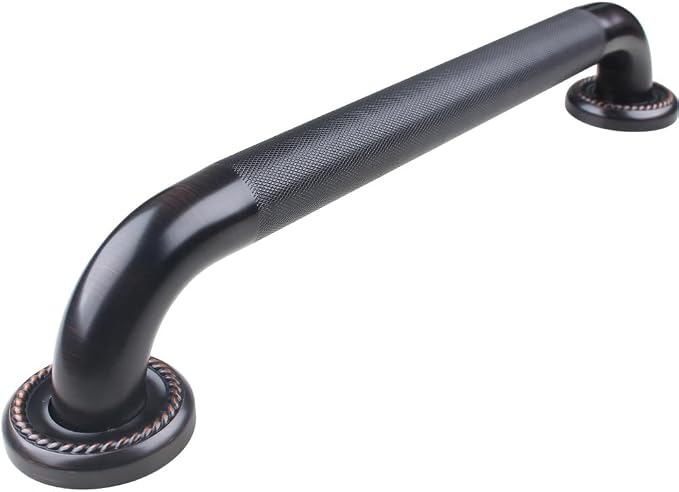 18-inch Textured Grab Bar for Bathtub and Shower, Oil Rubbed Bronze Finish, 1.5-Inch Diameter, Bathroom Toilet Saftey Hand Rail, Wall-Mounted, Great for Towel Holder/Stair Handrail