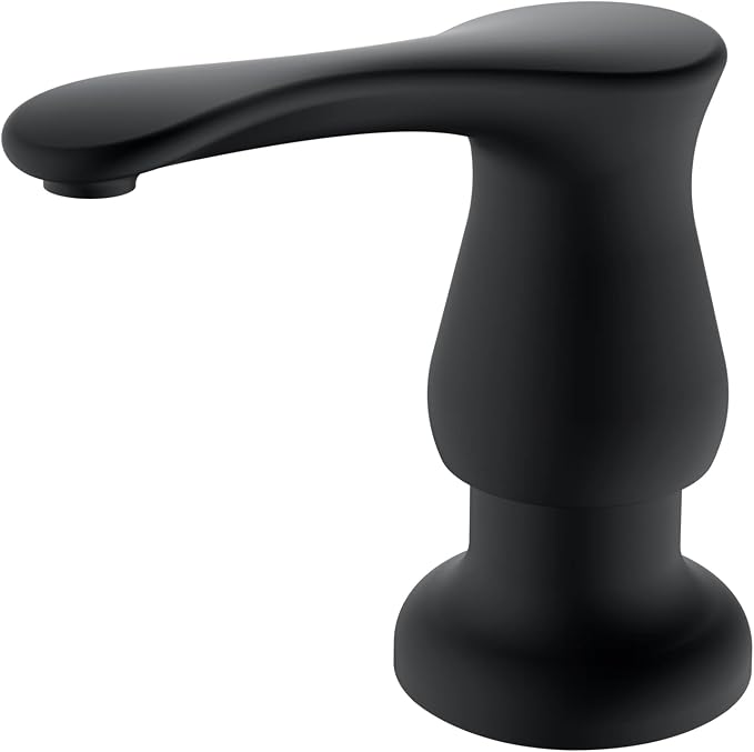 Built in Soap Dispenser for Kitchen Sink with Bottle, Matte Black | Mattle Black Kitchen Sink Soap Dispenser Pump with 17 OZ Bottle, Lotion Dispenser, Refill from The Top, G086B