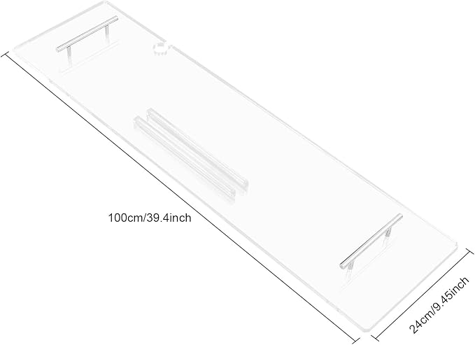 Clear Acrylic Bathtub Tray with Handles, Multiple Sizes Bath Tray, Bathtub Caddy for Bathroom Spa (39.4 * 9.45in)
