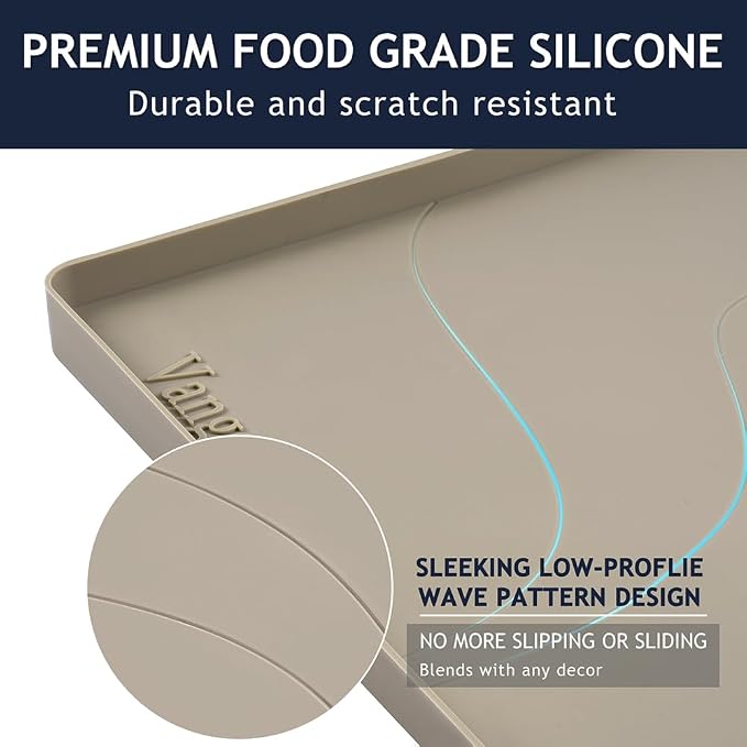 Heavy Duty Silicone Under Sink Mats for Kitchen Waterproof 25" x 22", Extra Thick Under Sink Rubber Mat Drip Tray, Raised Edge Under Sink Liner,Prevent Drips, Leaks, Spills,Brown