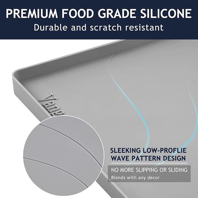 Heavy Duty Silicone Under Sink Mats for Kitchen Waterproof 31" x 22", Extra Thick Under Sink Rubber Mat Drip Tray, Raised Edge Under Sink Liner,Prevent Drips, Leaks, Spills,Grey