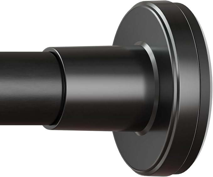 HYSEYY Heavy Duty Shower Curtain Rod,26-80inch Adjustable Tension Rod Black | No Drilling Shower Rods for Bathroom, 1" Diameter Spring Tension Curtain Rod, Non Slip Rust Proof Curtain Rod for bathtubs