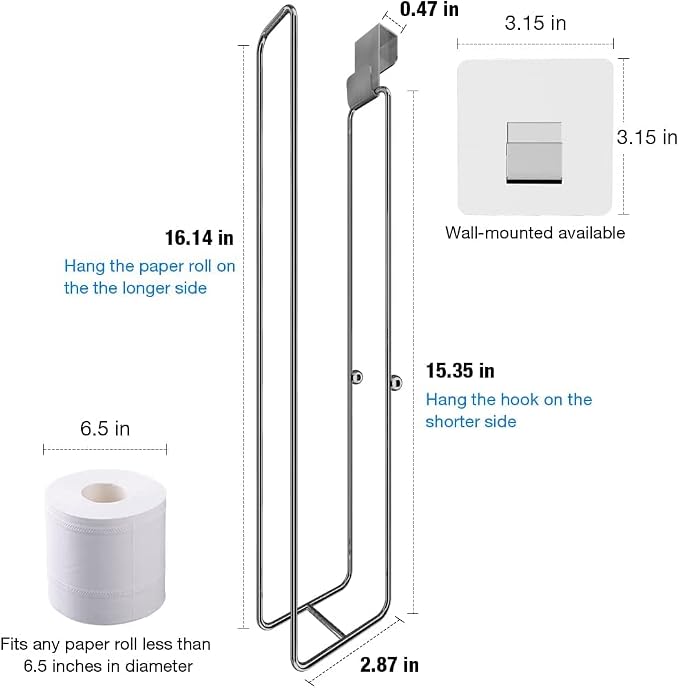 2Pcs Over The Tank Toilet Paper Holder for 4 Roll Tissue，Bathroom Toilet Paper Roll Storage Holder Wall Mount Brushed Nickel,Metal Hanging Toilet Paper Holder Dispenser,Organizer | Bathroom Toilet Paper Roll Storage Holder Wall Mount Brushed Nickel,Met...