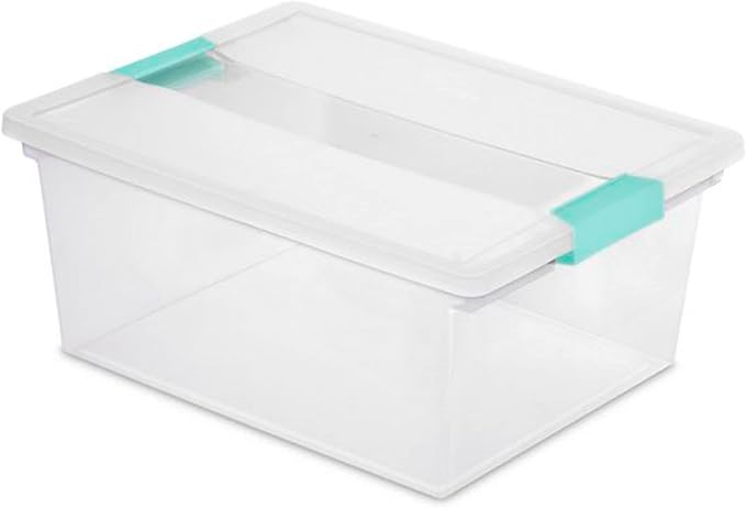 Sterilite Deep Clip Box, Clear Storage Bin with Latching Lid, 4 Pack
