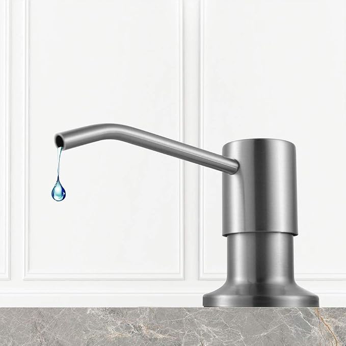 Soap Dispenser for Kitchen Sink, Built in Sink Soap Dispenser Lotion Dispenser with 17 Ounce Bottle, Stainless Steel Sink soap Dispenser, Brushed Nickel
