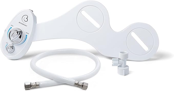 Luxury White Blue - Bidet Attachment for Toilet Seat - Dual Nozzles, Self-Cleaning, Non-Electric Water Sprayer, Save Money On Toilet Paper and Reduce Waste