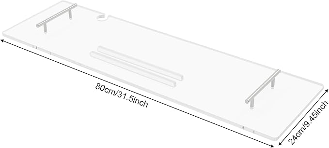 Clear Acrylic Bathtub Tray with Handles, Multiple Sizes Bath Tray, Bathtub Caddy for Bathroom Spa (31.5 * 9.45in)