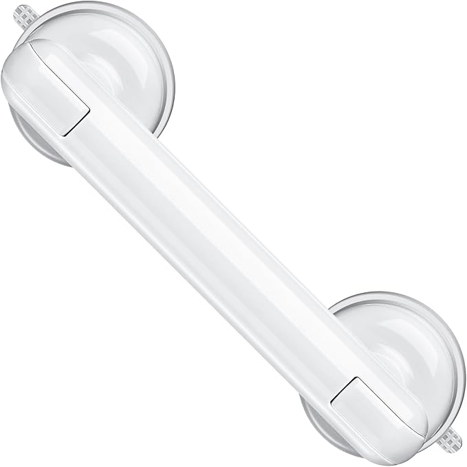Grab Bars for Bathtubs and Showers, Shower Handles for the Elderly and People in Need, 2026 Upgraded Rubber Suction Cup with Maximum 350 lbs Suction Power, No Drilling-(White-1 Pack)