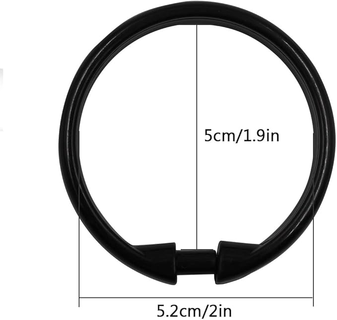 Shower Curtain Rings-12 Pack- Plastic Shower Curtain Hooks O-Shaped Rings Hook Glide Easily on Bathroom Shower Rod(Black)