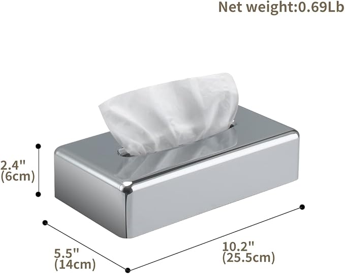 Y-in Hand Tissue Box Cover, Rectangular Mirror Wall Mounted Facial Paper Holder Dispenser, Prefert for Storage on Bathroom Vanity, Kitchen, Night Stand, Countertops Office and Car.