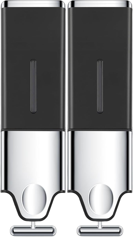 EHORIA Shampoo and Conditioner Dispenser, Shower Soap Dispenser | Shower Dispenser 2 Chamber No Drill, Wall Mounted Refillable Bottles, Shower Accessories for Bathroom, RV&Hotel,18.6oz 2 in 1