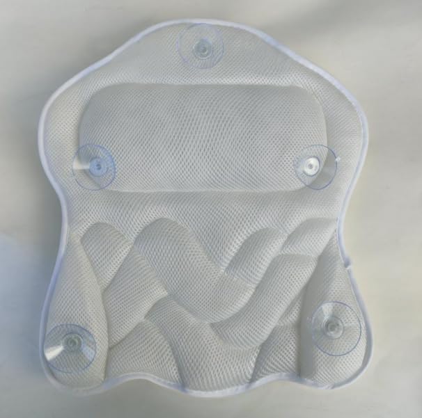Bath Pillow for Tub,Bathtub Pillow,Bath Pillows for tub Neck and Back Support,4D Mesh Fabric Strong Suction Waterproof Relaxing Headrest,Bath Accessories Spa Gifts