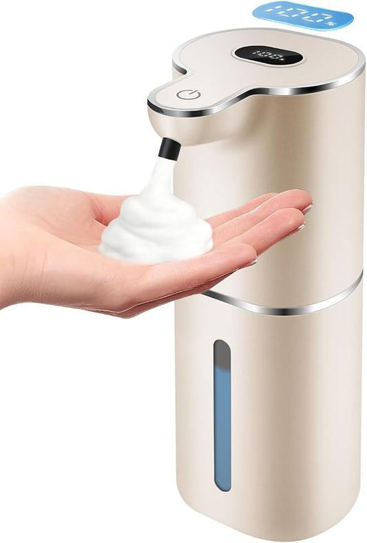 Automatic Foaming Soap Dispenser Digital Display, 6-Level Foam Adjustable | Rechargeable, 12.8oz/ 380ml, Wall Mounted, Touchless Hands Free Auto Dispenser for Kitchen, Bathroom, Hotel, Restaurant