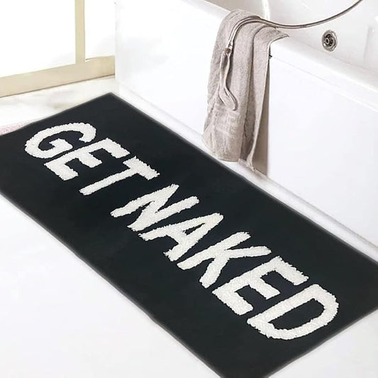 Zeeinx Get Naked Runner Black Cute Bathroom Rugs Long Get Naked Rug Funny Bathroom Decor for Apartment Black Bath mat for Tub and Shower,Machine Washable,18”x47” | Non Slip Absorbent Microfiber Machine Washable Black Cute Bathroom Rugs for Tub and Show...
