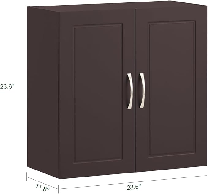 Haotian Wall Cabinet, Bathroom Storage, 23.6 x 11.8 x 23.6 in, MDF, Brown | Floating Wall Storage Cabinet With Adjustable Shelf, Vintage Bathroom Cabinet For Bath & Garage Storage, FRG231-BR