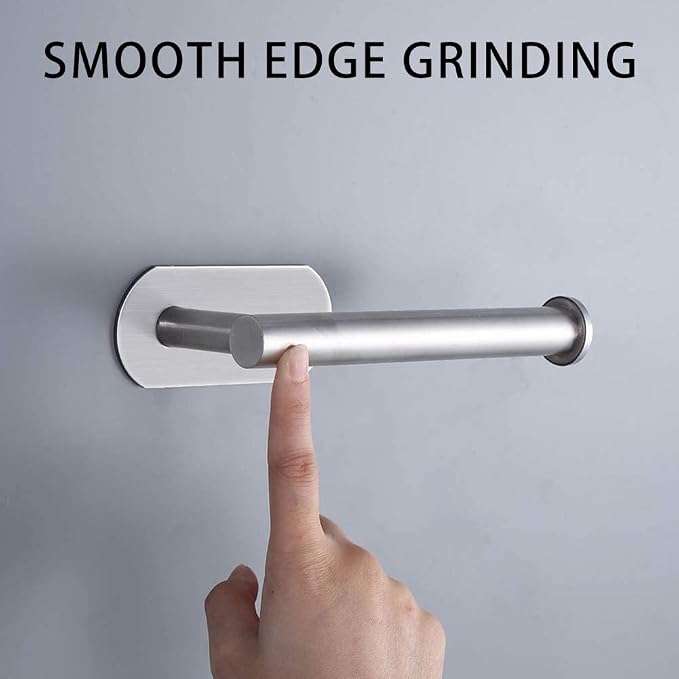 DGWHYC 3M Self-Adhesive Toilet Paper Holder No Drilling, SUS 304 Stainless Steel Brushed Nickel Wall Mounted Tissue Roll Holder for Bathroom, RV, Kitchen, Easy Install, Rust-Proof (DG-TPA22 Silver)