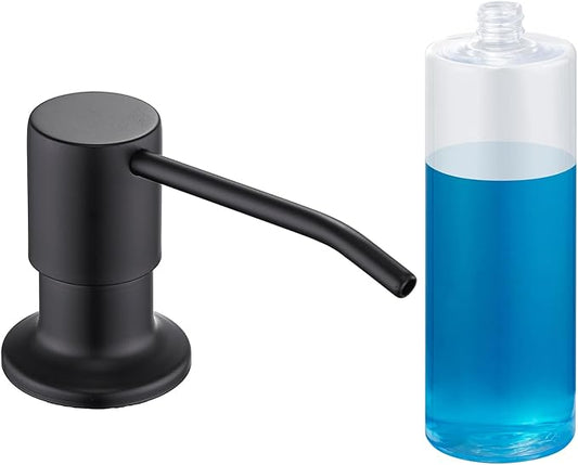 Soap Dispenser for Kitchen Sink, Built in Soap Dispenser Matte Black | Stainless Steel Refill from The Top Kitchen Sink Soap Dispensers with 17 OZ Soap Bottle Black
