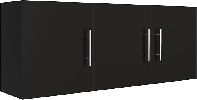 Laundry Wall Cabinet, 54"W x 12"D x 20"H Wooden Wall Mounted Storage Cabinet, 3 Door Cabinet with Soft Close and Metal Handle and Adjustable Shelf, for Kitchen, Garage, Laundry, Bathroom, Black