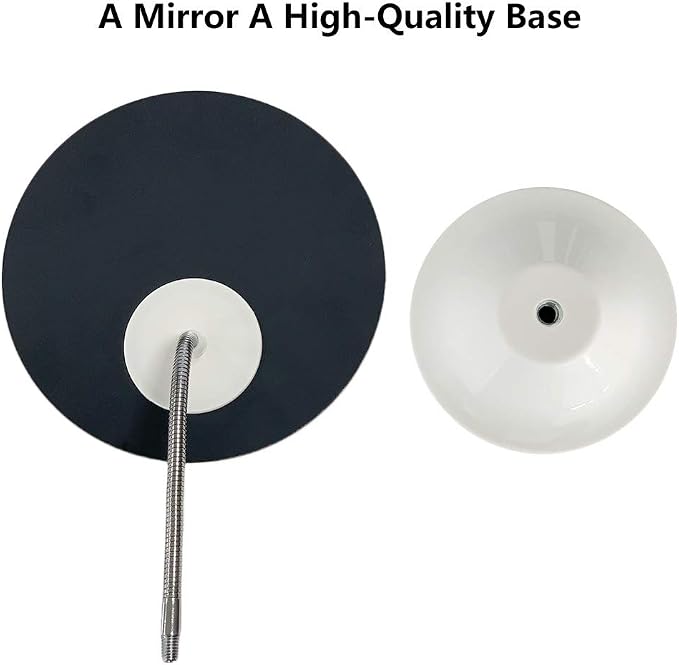 YEAKE Adjustable Flexible Gooseneck Makeup Mirror,360°Rotation Folding Portable Desk Vanity Mirror with Stand Shower Shaving Cosmetic Mirror Round Large