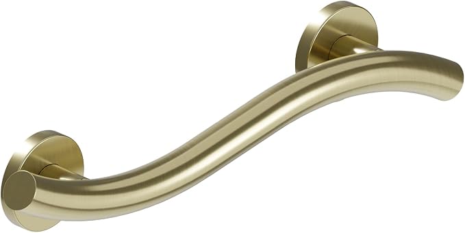 HEALTHCRAFT Wave Grab Bar 18" Single Pack, ADA Rail - Gold Brushed, 500 Lbs | Wave-shaped decorative grab bar, ADA compliant, 500 lb capacity
