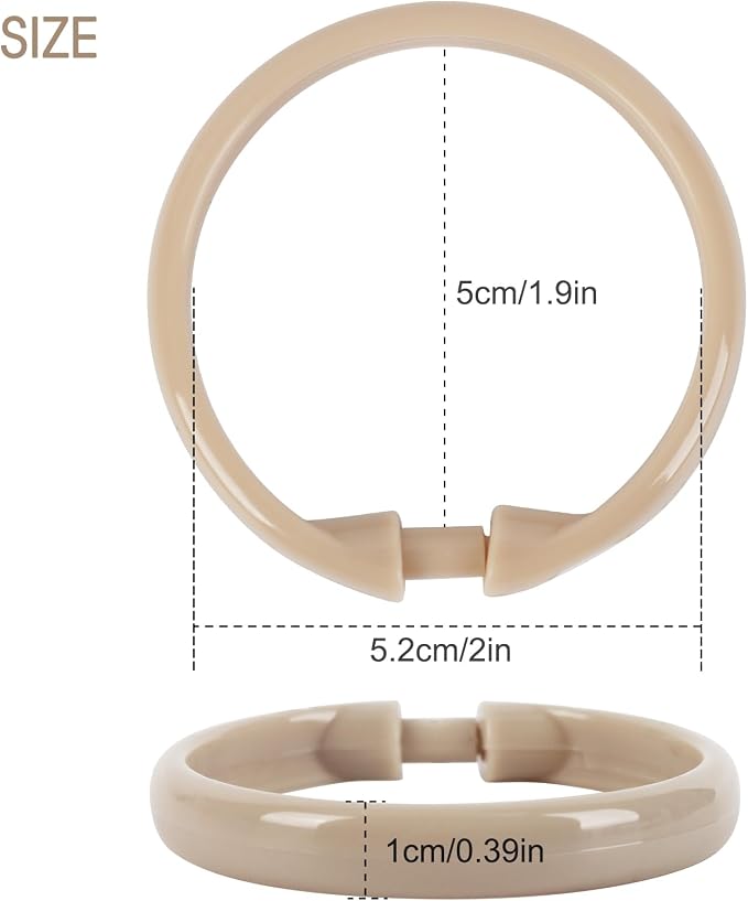 Beige Shower Curtain Hooks - 12 Pcs Circular Plastic Shower Curtain Rings for Bathroom - O Shaped Ivory Cream Shower Hooks Rings for Shower Curtain Rod