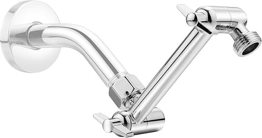 5 Inch Adjustable Shower Head Extension Arm, With Locking Set Screw, Singing Rain 304 Stainless Steel Chrome Angle Height Adjustable, Easy Install, G1/2 Universal Connector Compatible (Chrome Finish)