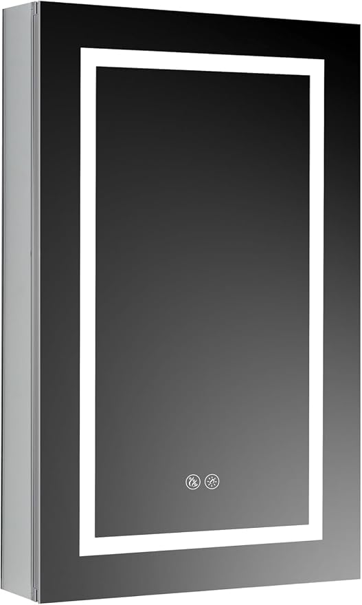 BLOSSOM Recessed or Surface LED Lighted Mirror Medicine Cabinet with Lights, LED Medicine Cabinet with Defogger (20x32/Right Hinge) | Bathroom Storage Cabinet, Medicine Cabinets Organizer, Vanity Mirror with Storage, Recessed/Surface Mount, Adjustable ...