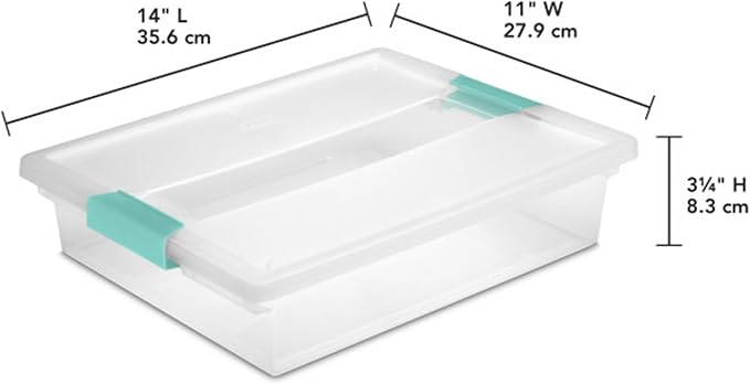 Sterilite Clip Box, Stackable Clear Plastic Bins- Large, 24-Pack | Storage Containers with Latching Lids for Writing, Arts or Crafts Supplies - Home, Office, Classroom & Workshop Organization