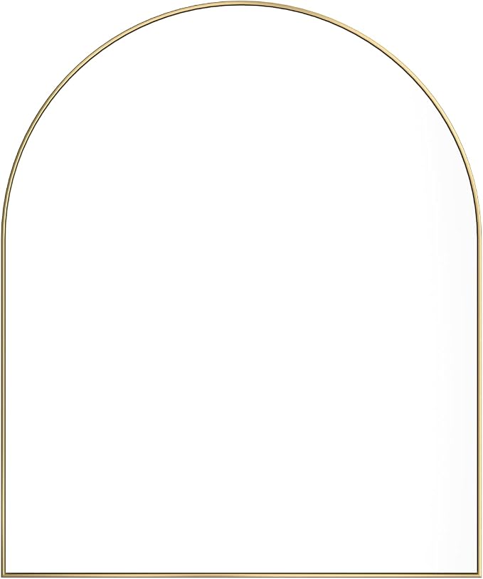Arched Bathroom Mirror 15"x18", Gold, Tempered Glass | arch bathroom mirror gold wall mounted vanity tempered glass metal frame bedroom entryway living room