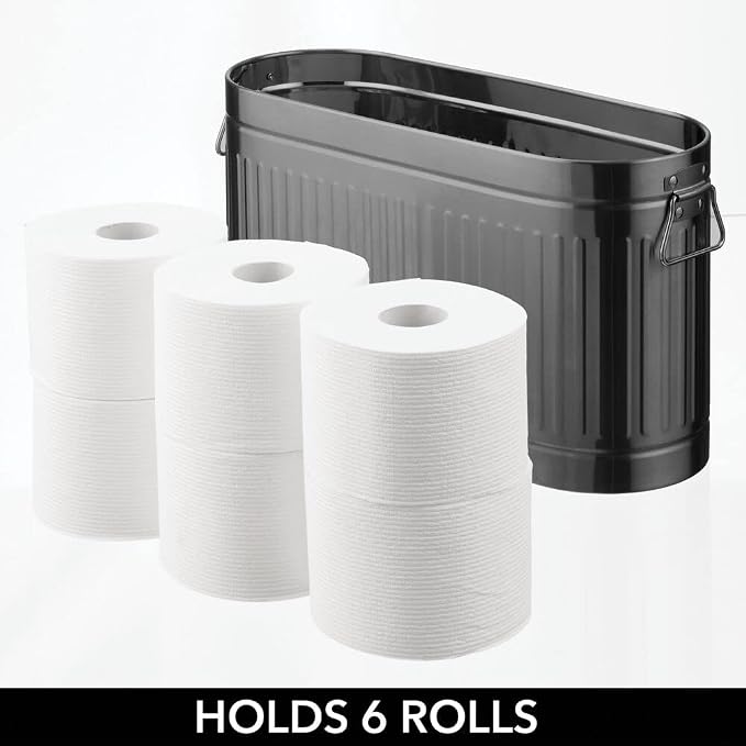 mDesign Large Steel Free Standing Toilet Paper Organizer, 6-Roll Tissue Storage Holder Container Bin for Bathroom Floor, Fits Under Sink, Vanity, Shelf, In Cabinet, Corner, Oscar Collection - Graphite