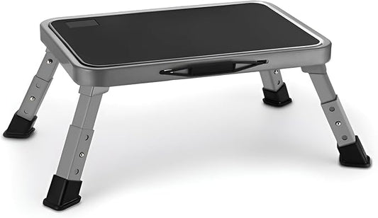 Jocauto Folding Step Stool for Adults, Height-Adjustable Small Step Stool | Step Ladder with Non-Slip Platform for Adults or Kids in Kitchen, Home, Rv,330 Lbs Capacity, Gery