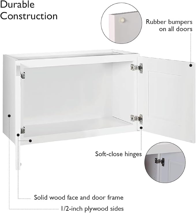 Design House Brookings Kitchen Bridge Wall Cabinet, 30", White | Wall Mount, Contemporary/Modern, Wood, Kitchen, 561662