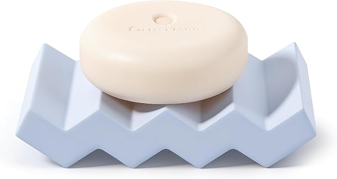Bar Soap Holder Diatomite Soap Dish Sponge Caddy, Blue | Self Draining, Fast Drying, Soap Saver, for Shower, Bathroom, Kitchen Sink