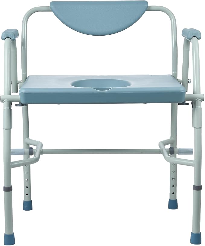 VEVOR Raised Toilet Seat, Adjustable Height with 5 Levels, Drop-Arm Design, Detachable Backrest, 7L Easy-Clean Bucket, Quick Assembly, Support up to 1000lbs, Ideal Bedside Commode for Elderly & Adults