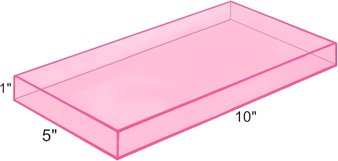 ROYALITA Acrylic Tray for Countertop, Guest Towel Holder Tray for Bathroom | Vanity Trays for Napkin Perfume Jewelry Makeup, Bathroom Tray for Soap Dispenser, Aromatherapy, Cup & Candle, Pink