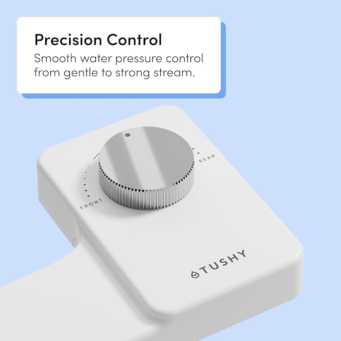 TUSHY Fresh Dual Nozzle Cool Water Bidet, Chrome Knob | Ultra Slim Toilet Seat Attachment, Non-Electric, 180° Front and Rear Wash, Self-Cleaning, 10 Minute DIY Install