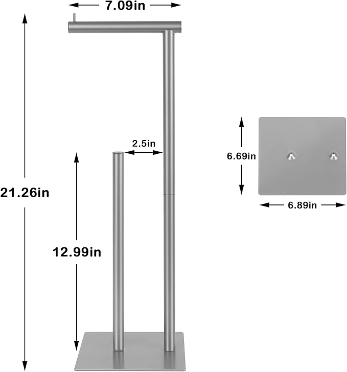 Toilet Paper Holder Stand Silver Toilet Paper Roll Holder for Bathroom, Freestanding Metal TP Holder with Reserve Toilet Tissue Storage Shelf, Holds Up to 4 Rolls of Paper | Freestanding TP Holder with Reserve Toilet Tissue Storage Shelf, Holds Up To 4...