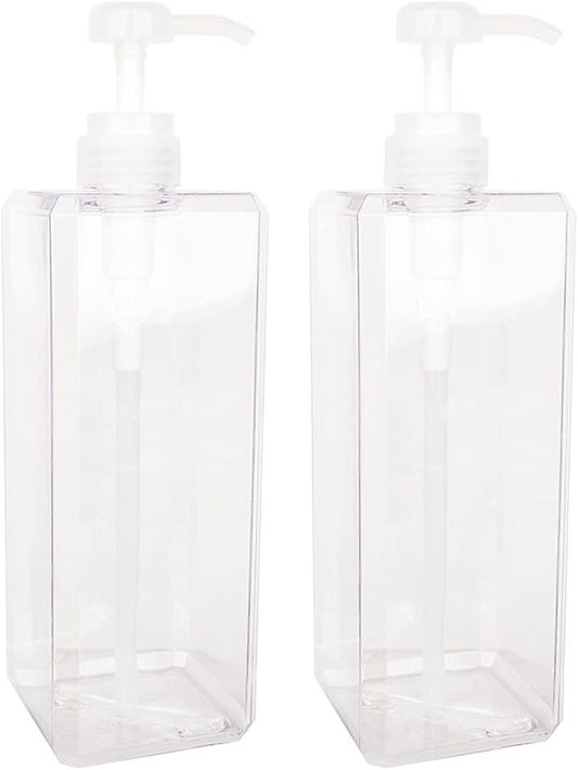 Pump Bottle, Refillable Plastic Empty Lotion Soap Dispenser Liquid Container for Bathroom Shampoo and Body Wash, 32oz/1l Clear 2 Pack | Sturdy, BPA-Free, Leak Proof, Empty Liquid Container for Dish Hand Soap, Body Wash, Shampoo, Kitchen Bathroom Decor