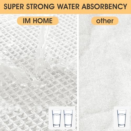 Waffle Bath Mat Set 2 Piece White,Woven Modern Bath Rug Mats, Absorbent Non Slip Bath Floor Mat, Soft Washable Boho Bath Rugs with Tassels for Bathroom, Bedroom, Kitchen,Tub