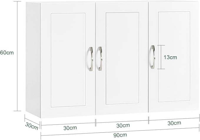 Haotian Wall Storage Cabinet, Large 3-Door, 23.6 x 11.8 x 35.4 in, White | Large 3-Door Floating Wall Storage Cabinet With Adjustable Shelf, Bathroom Cabinet For Hidden Sundry Storage, FRG231-L-W