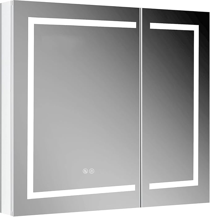 Blossom LED Lighted Bathroom Medicine Cabinet Mirror, Defogger, 36x32 | Bathroom Storage Cabinet, Medicine Cabinets Organizer, Vanity Mirror with Storage, Recessed/Surface Mount, Adjustable Shelves
