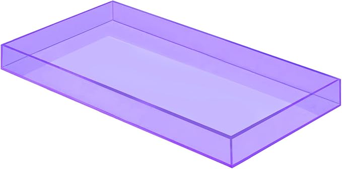 ROYALITA Acrylic Tray for Countertop, Guest Towel Holder Tray for Bathroom | Vanity Trays for Napkin Perfume Jewelry Makeup, Bathroom Tray for Soap Dispenser, Aromatherapy, Cup & Candle, Purple
