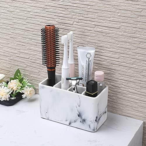 Toothbrush and Toothpaste Holder - Multifunctional Countertop Electric Toothbrush Holder with 6 Slots - Toothpaste Razor Makeup Brushes Holder Organizer Stand for Bathroom Shower Vanity