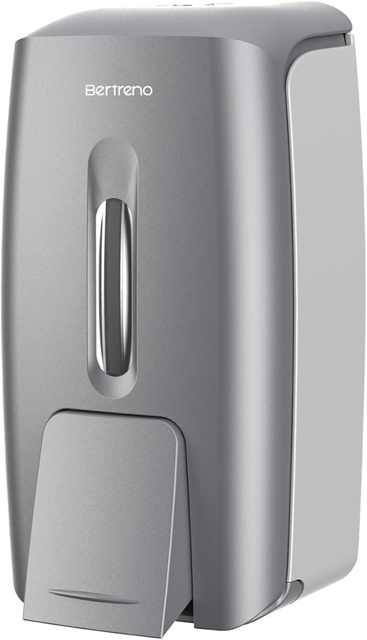 Commercial Soap Dispenser Wall Mount Manual Pump Hand Soap Dispenser 800ml Gel Liquid Hand Sanitizer Dispenser Self Adhesive for Home Bathroom (Silver)
