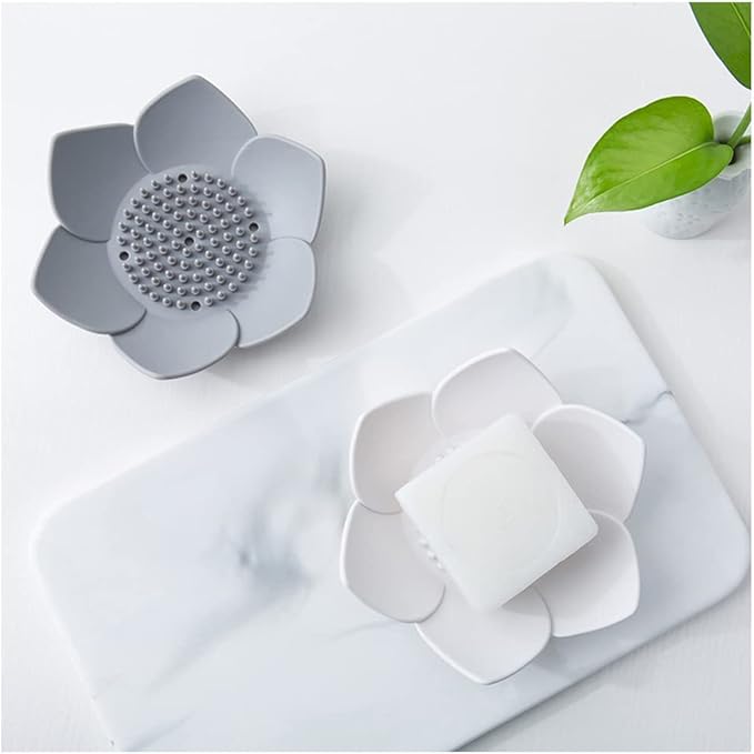 4 Pack Silicone Soap Tray Dishes Soap Holder Saver Draining Bathroom Shower Sink Bathtub